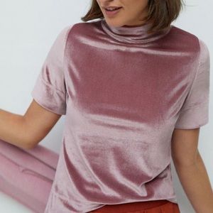 Anthropologie Krista Velvet Mock Neck Top
